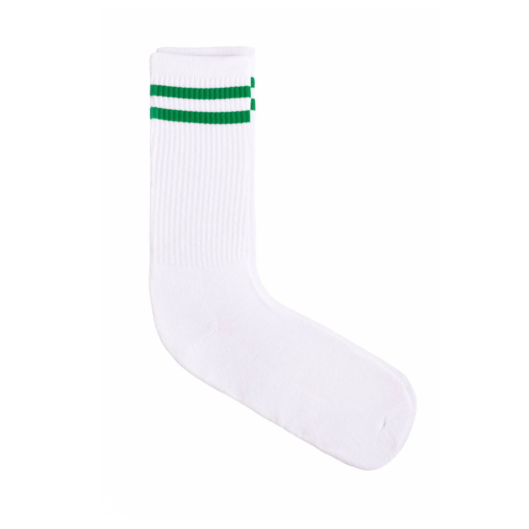 Athletic socks - Double stripes white/green
