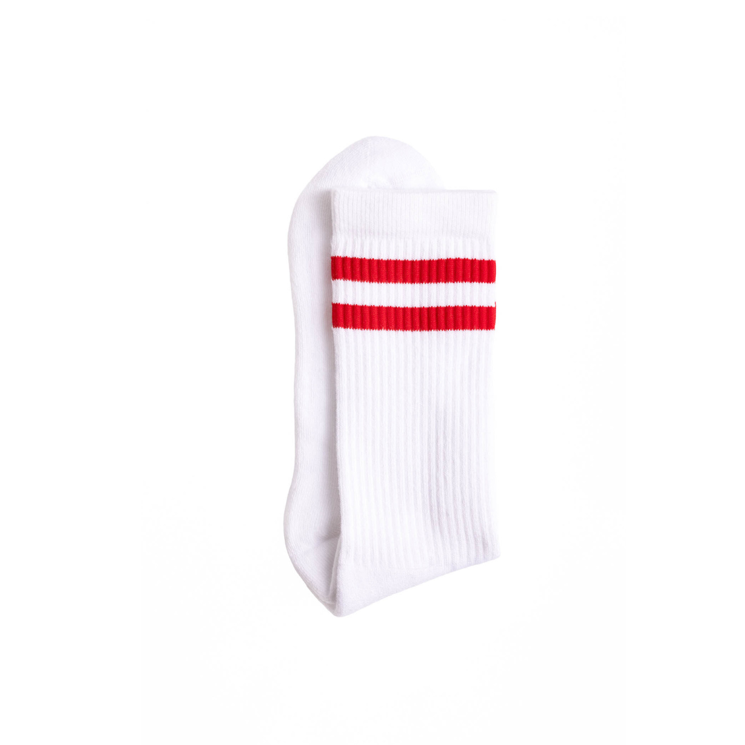 Athletic socks - Double stripes white/red