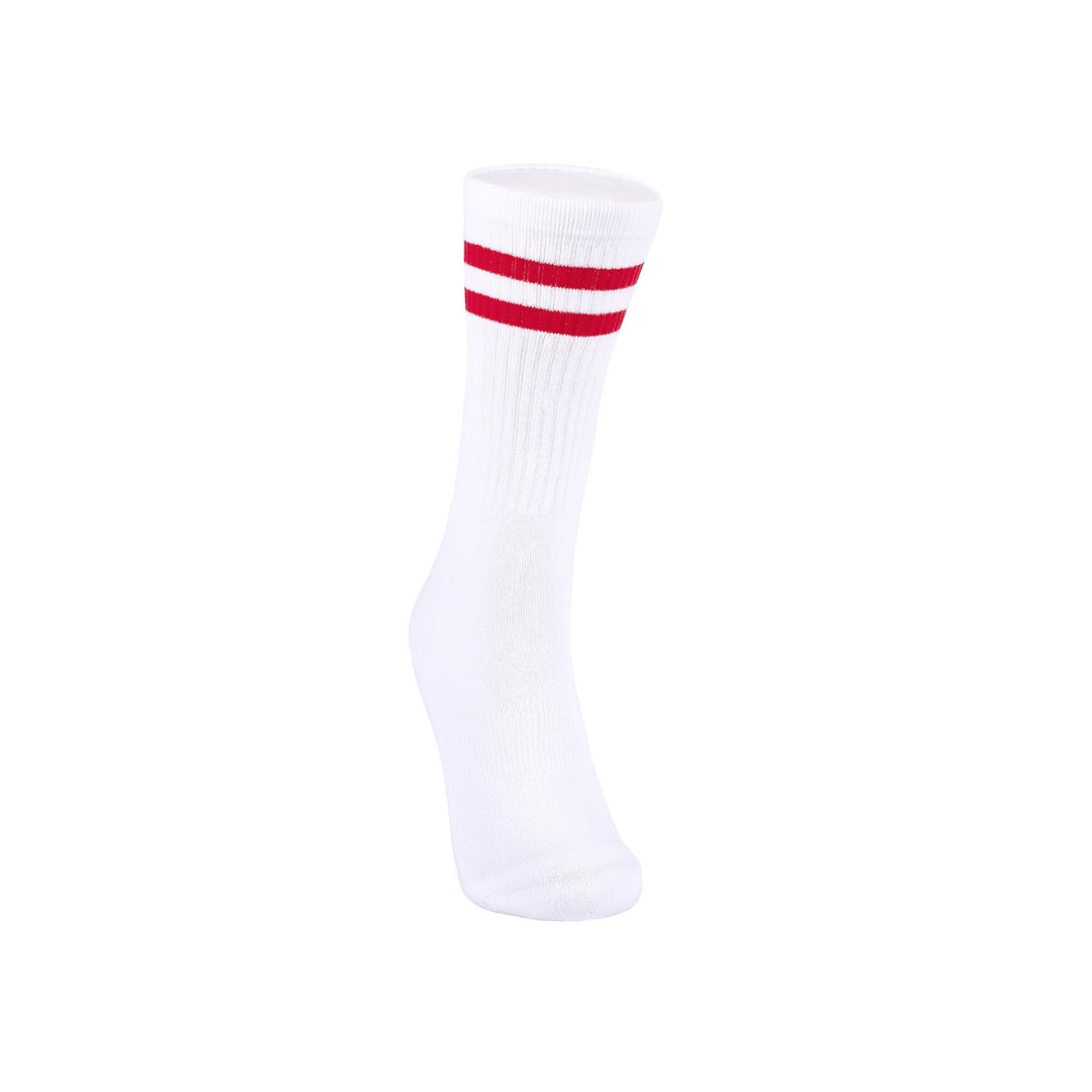 Athletic socks  - Double stripes white/red
