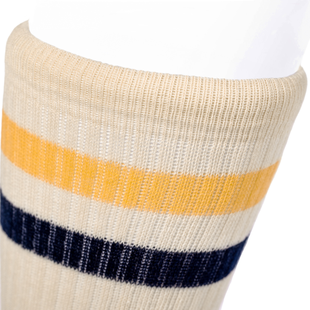 Meias atléticas - Vintage - listas amarelo e azul